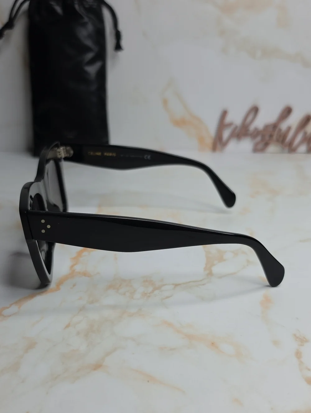Celine Oversized Polarized cat-eye acetate sunglasses Black Cl4004IN